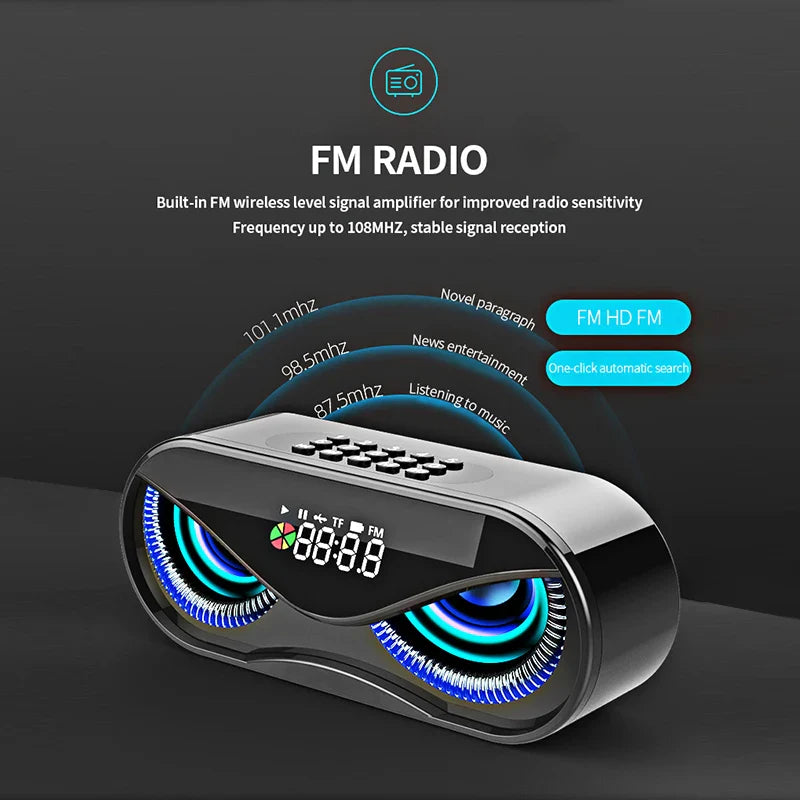LED Bluetooth Speaker with FM Radio & Alarm Clock