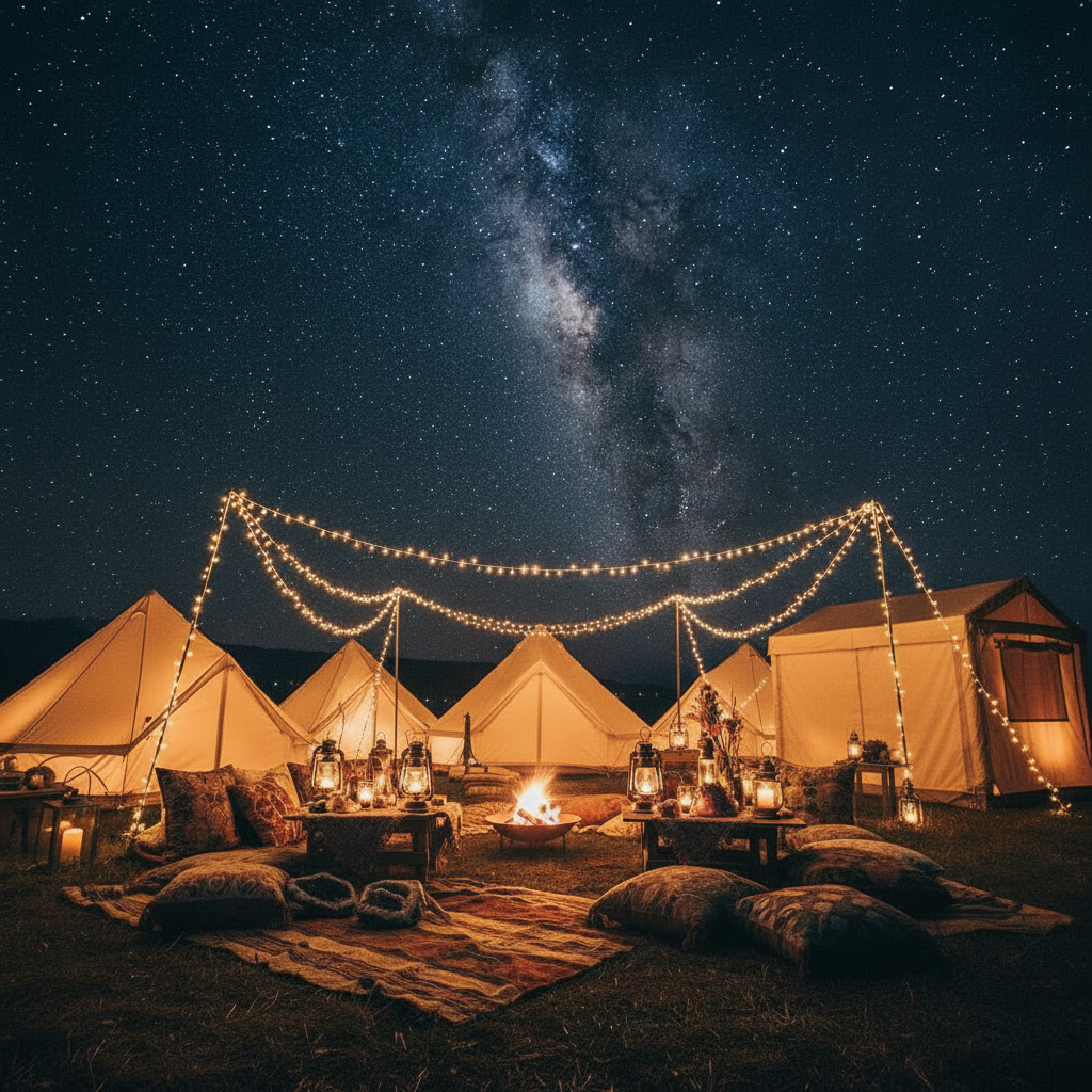 Festival String Lights Modern Camp Tents